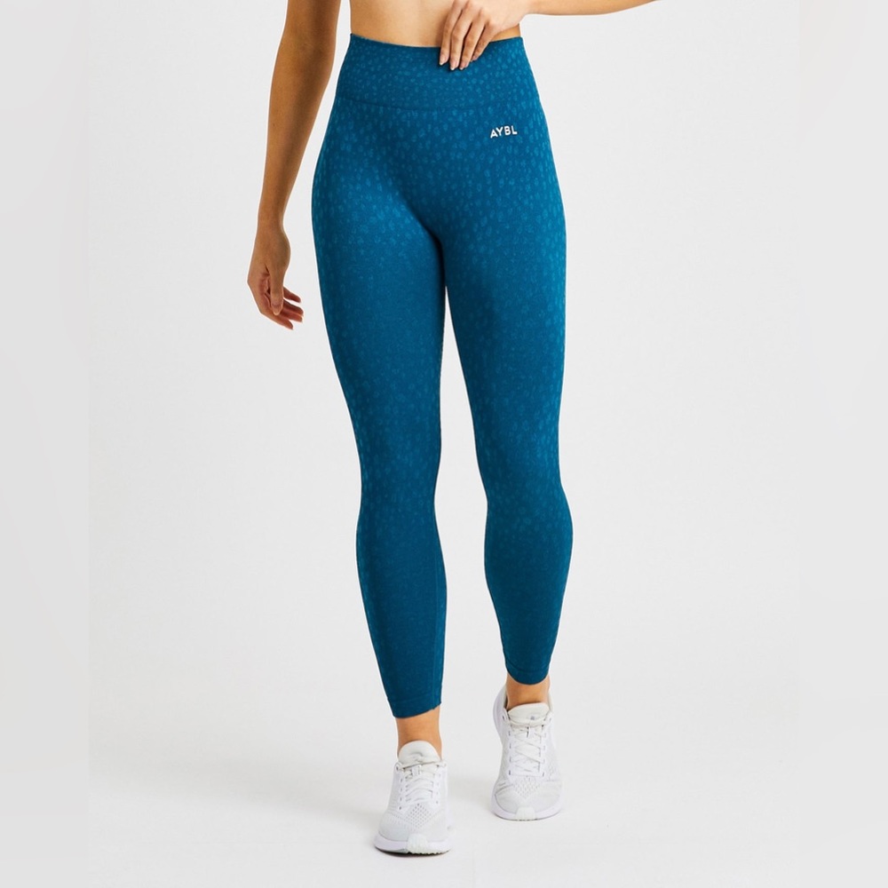 AYBL Evolve Speckle Seamless Leggings in Teal Sz Large